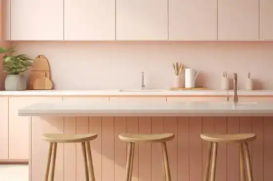 Cuisine lumineuse minimaliste avec façades blanches